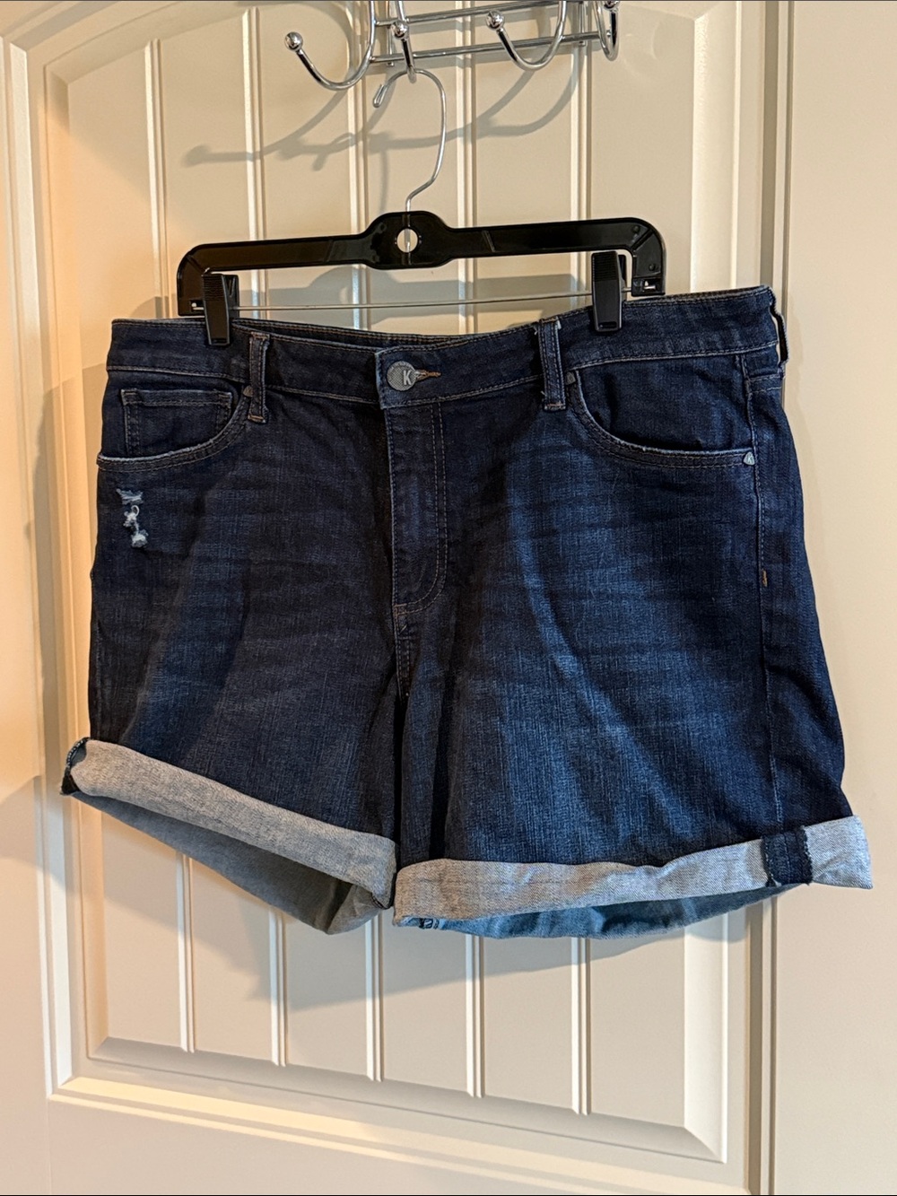 Kut from the Kloth Dark Indigo Rolled Cuff Jean Shorts Chloe Boyfriend Short